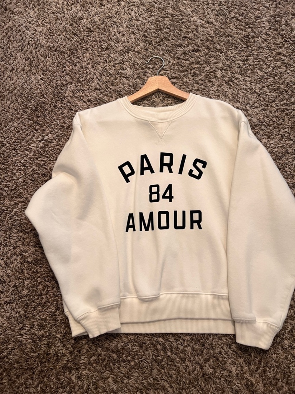 H&M Cream 'PARIS 84 AMOUR' Crewneck Sweater